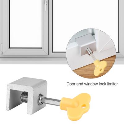 Aluminum Window Locks with Key Window Cable Limit Lock Adjustable Portable Alloy Security Multi-function for Bedroom and Office