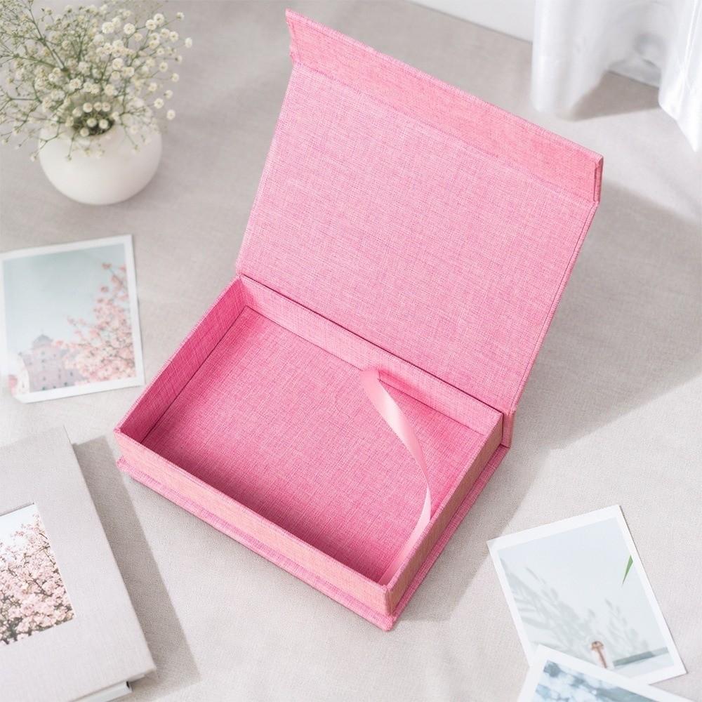 Magnetic Close Card Organizer Linen Fabric Fabric Box Document Holder For Jewelry Storage