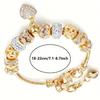 1Pc Fashion Char Bracelet, Large Hole Bead Gold Heart Glitter Charm Bracelet, Artificial 14K Gold Plated Fashion Bohemian Style Bracelet