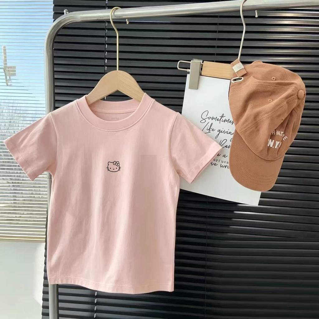 Girls Cotton Cartoon T Shirt Summer Loose Short Sleeve Top Baby Breathable Printed Tee