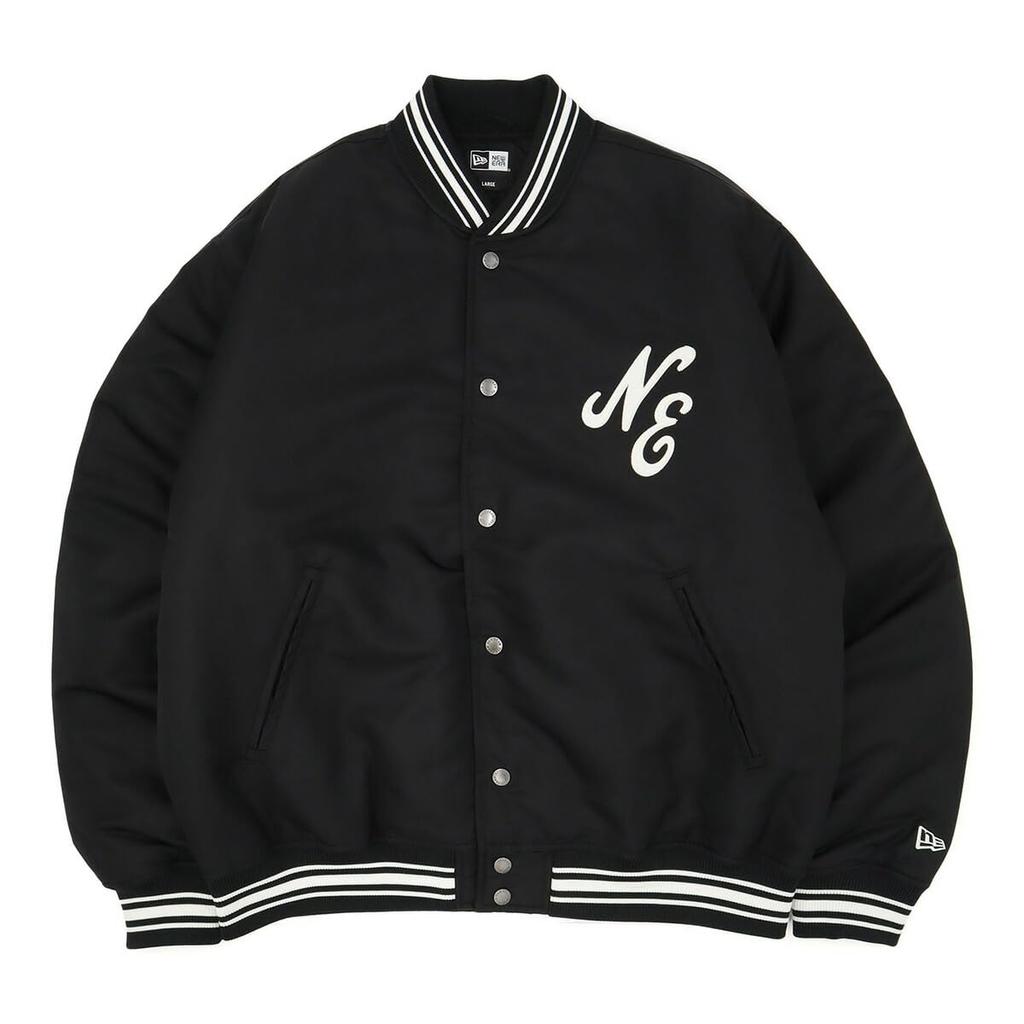 New Era Nylon Varsity Jacket Size Exclusive To Stylish Outfit for (14169646, NER34A6279), Black, L, ONSPOTZ. Unisex, Streetwear-inspired, Travel.