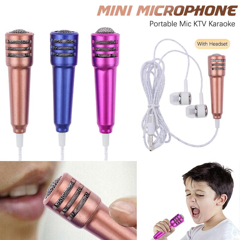 Mini Microphone 3.5Mm Portable Karaoke Mic All-In-One Earphone Stereo Wired Headphone In-Ear Headset Phone Singing Artifact