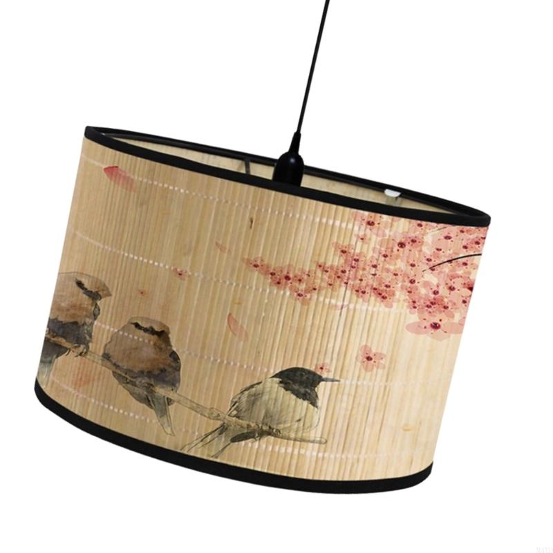 Removable Bamboo Hanging Light Shade Quick Setup Plant Theme Lights Cover Easy Mounting Suitable for Modern Interiors M4YD