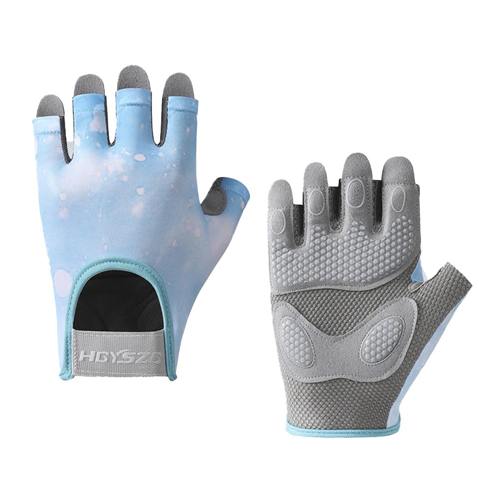 Gobygo Summer Half Finger Gloves Anti-Slip Breathable Shock-Absorbing Elastic Half Gloves Ladies Fitness Yoga Outdoor Cycling