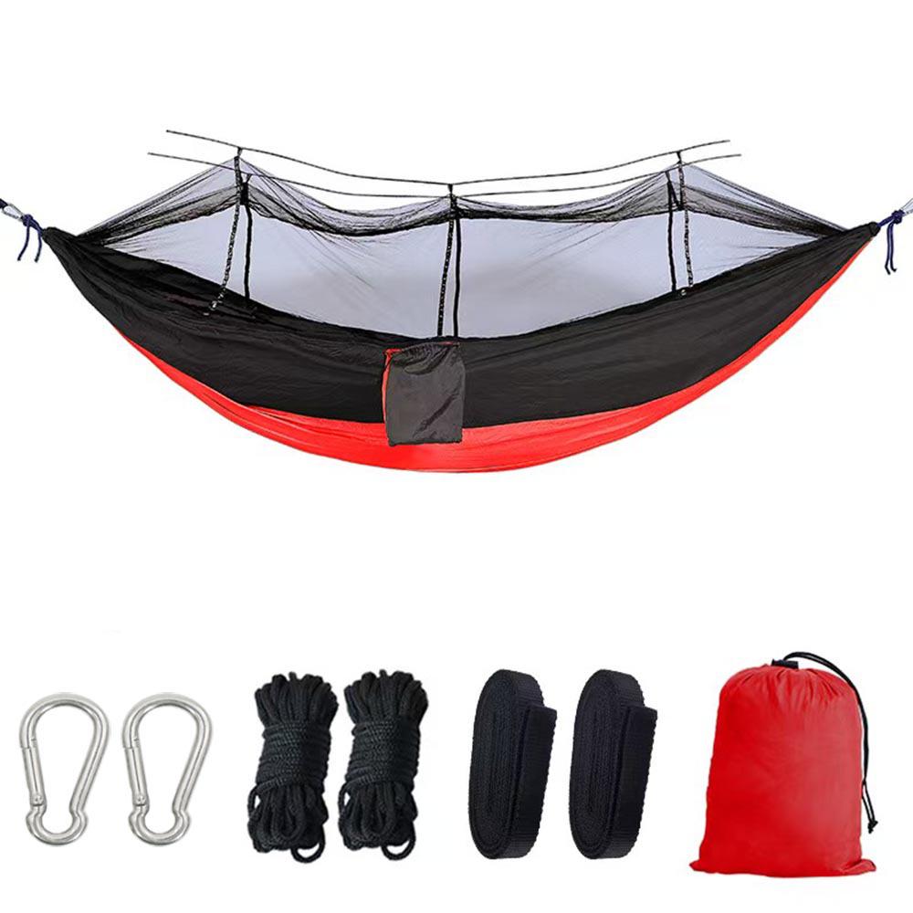 

Outdoor Anti-Rollover Nylon Hammock with Mosquito Net - Single/Double Lightweight Parachute Cloth