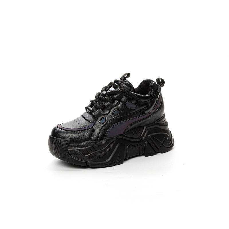 Spring and Autumn Women's Shoes New Slope Heel Muffin Thick Sole Inner Height Increase Casual Little White Shoes Single Shoes Velvet Tide