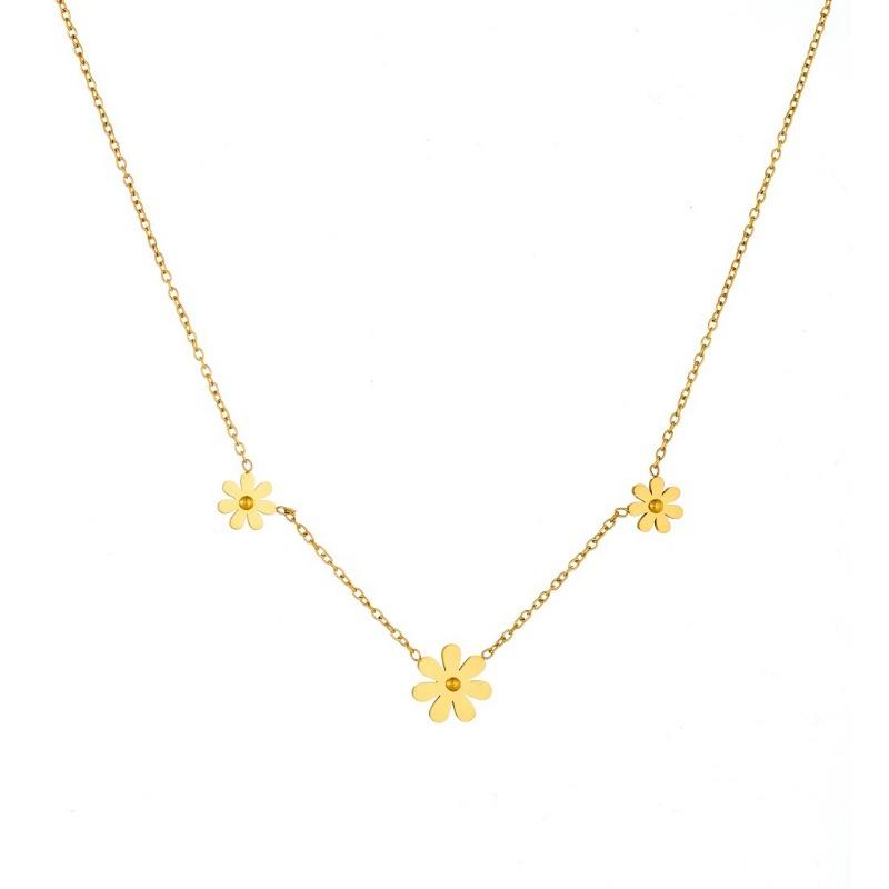 Gold Plated Daisy Flower Charm Necklace, Dainty Adjustable Cable Chain for Women, Cute Minimalist Daily Jewelry