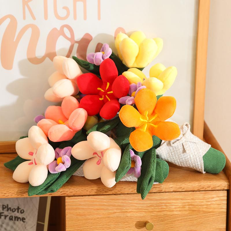 Handgebundener Blumenstrauß, gefülltes weiches Plüschspielzeug, kreative Blumenform, Pflanzenanhänger, Raumdekoration, farbenfrohe, gemütliche Geburtstagsgeschenke