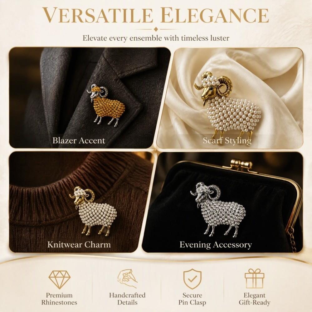 Rhinestone New Year Sheep Brooches Exquisite Jewelry Accessories Unique Animal Brooch Men