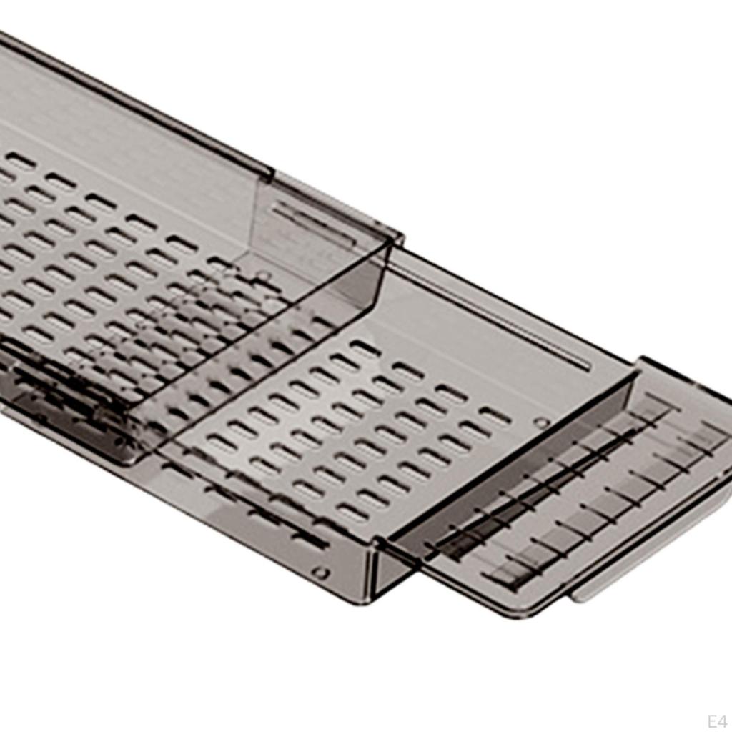 Bathtub Tray Bath Shelf with Drain Holes Extendable Multi Compartments Organizer Rack for