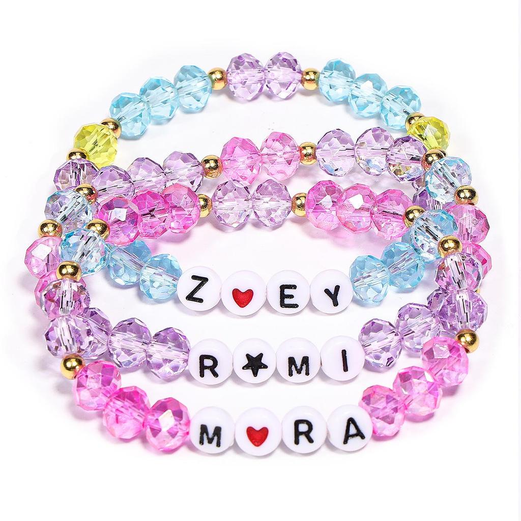 Kristallarmband-Set mit Glasperlen für Mädchen - K-Pop-inspiriertes stapelbares Schmuckgeschenk