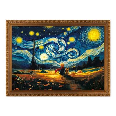 Van Gogh Hvězdná noc Malého prince slavný obraz puzzle 500 dílků, včetně rámu, Dandy ořech, 500ks