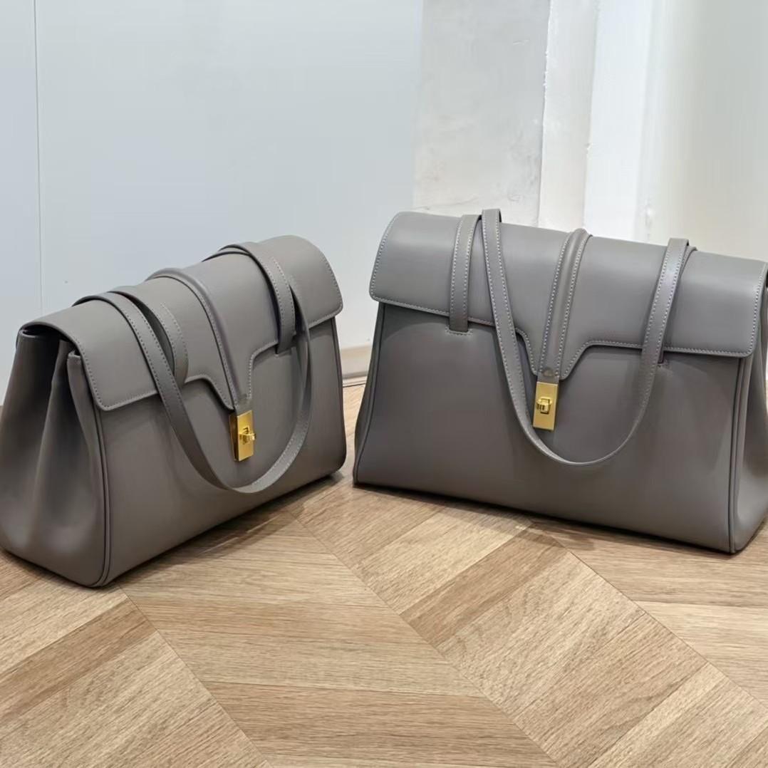 Leder-Pendlertasche für Damen, modisch, große Kapazität, Tragetasche, Reisetasche, Soft16, Einzel-Schulter-Computertasche 33x14x23cm grau