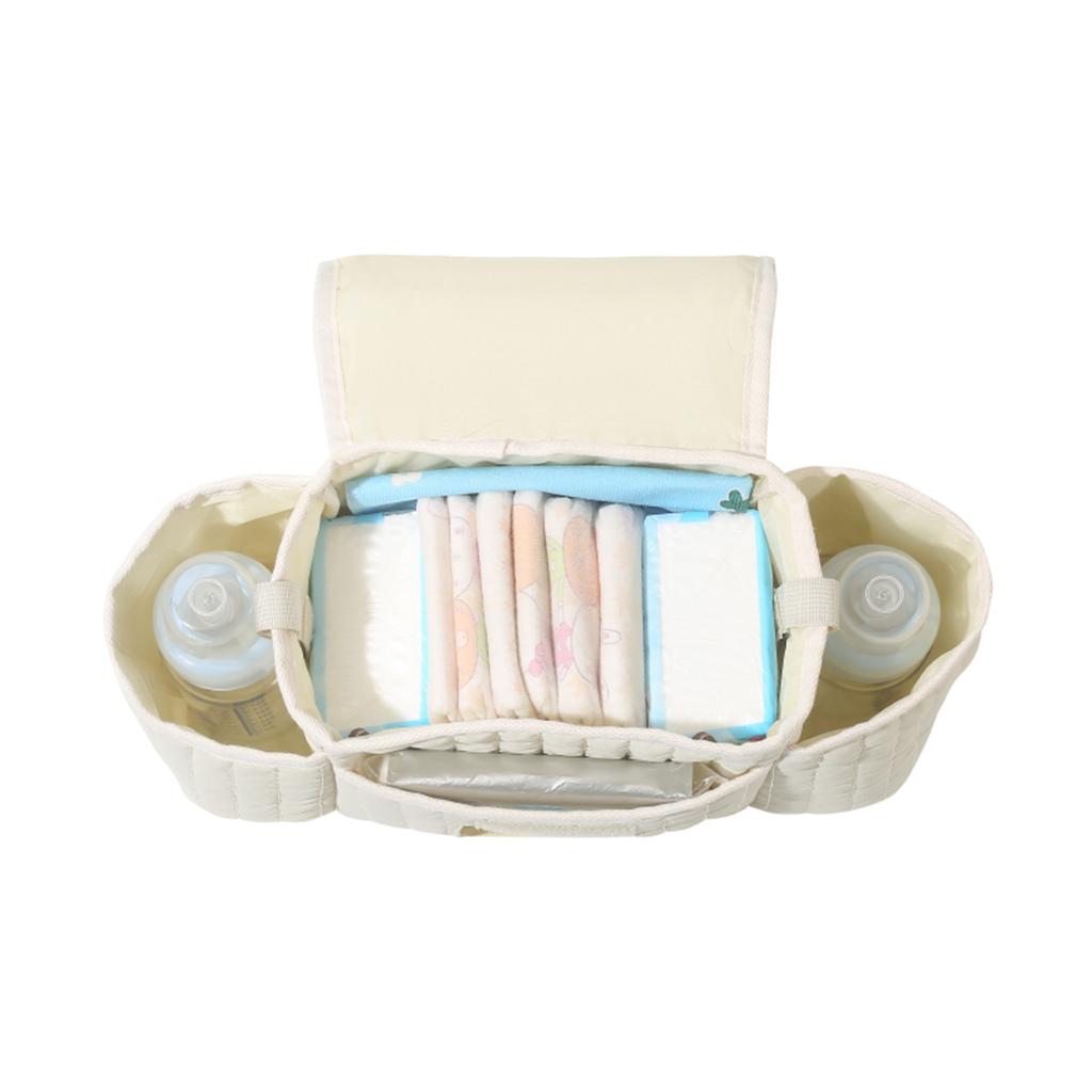 Quilted Diaper Handbag Large Capacity Baby Handcart Storage Bag Solid Color Fluffy Stroller Nappy Bag Babies Accessories