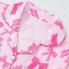 European and American Women's Bow Print Lapel Short Sleeve Pajama Set