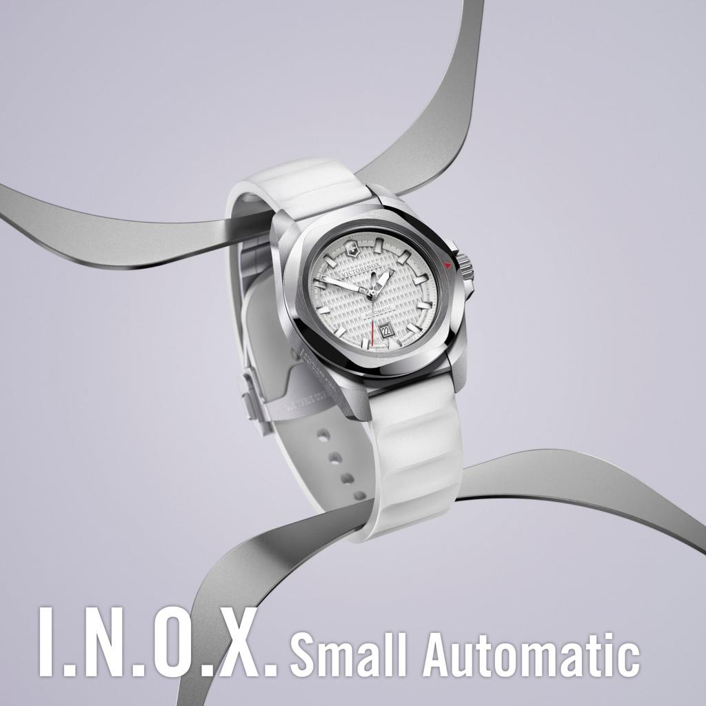 VICTORINOX SmallAuto Automatic White White Rubber 100m Water Shock Interchangeable Swiss Inox I.N.O.X. Women's Watch, 32mm, Dial, Strap, Analog,