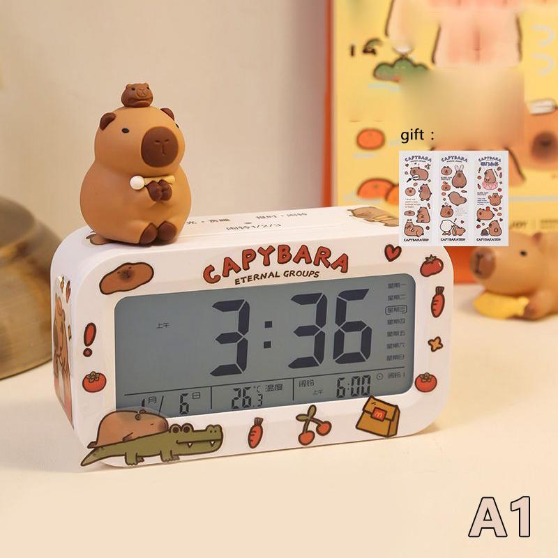 

Kawaii Capybara Anime Alarm Clock Room Desktop Ornament Student Alarm Clock Charm Birthday Gift With Stickers