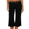 Women Slim Fit Flared Capri Pants Seven Quarter Length Casual Streetwear Sport Trousers with Waist Eyelet Detail