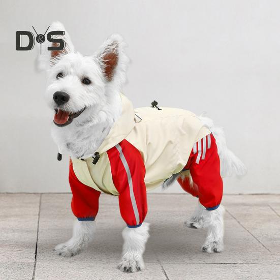 Dog Raincoat Waterproof Hooded Pet Rain Jacket Full Wrap Poncho with Reflective Strips And Leash Hole for Small Medium Dogs