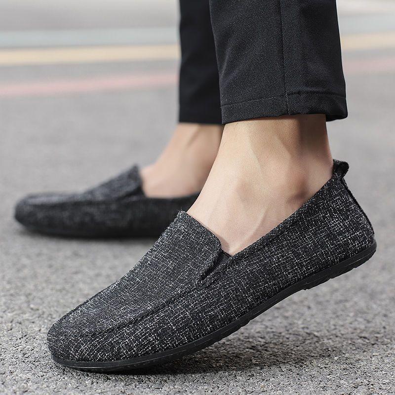 Loafers Shoes Men Slip-On Lightweight Men's Casual Canvas Shoes Summer Fashion Versatile One Step Lazy Shoes Driving Shoes Man
