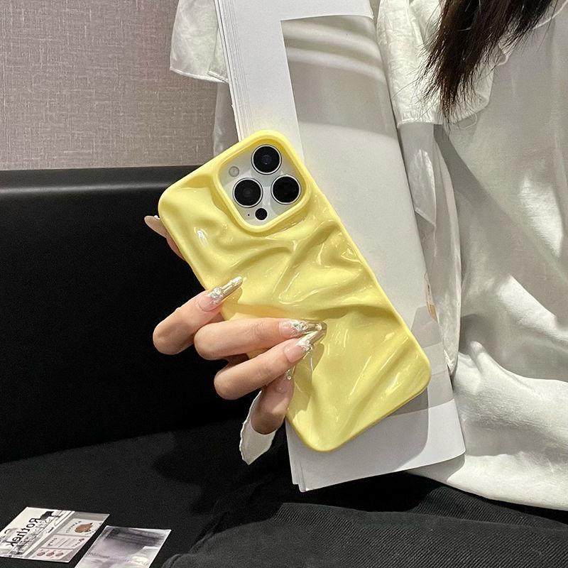 Fashion Ripple Texture Glossy Case For iPhone 11 12 13 14 15 Plus 16 Pro Max XS XR 7 8 Plus Soft TPU Wrinkles Phone Back Cover