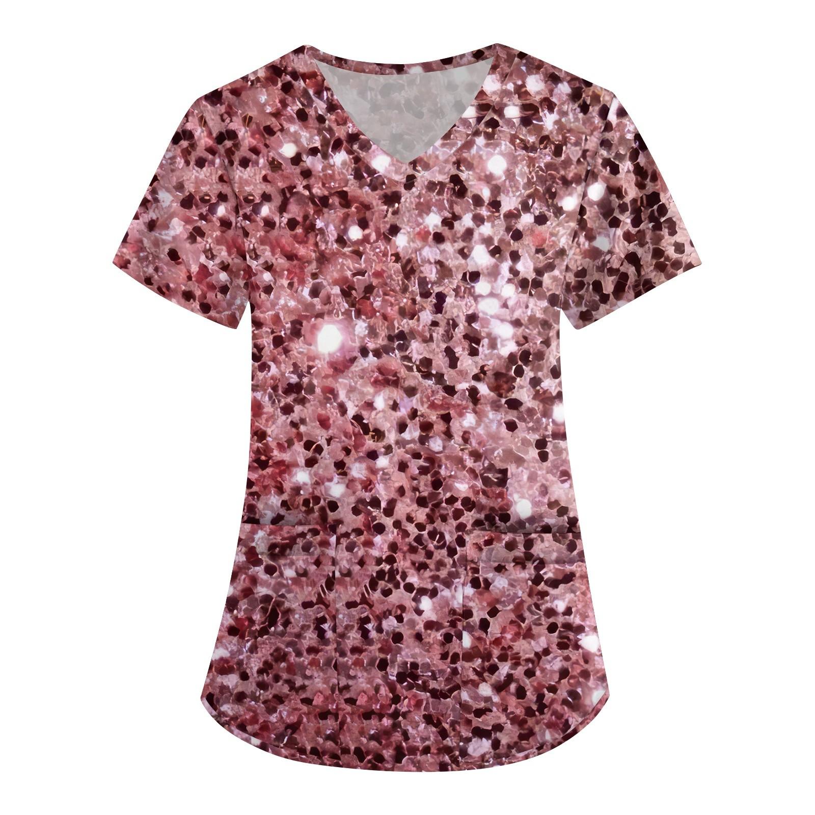 

Короткий рукав для женщин мода V-образный вырез ретро принт талия завернутый топ футболка L