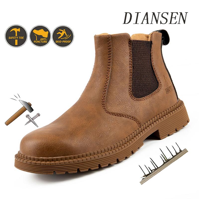 Non Slip Work Boots Safety Shoes Men Soft Waterproof Boots Steel Toe Work Sneakers Wear-resisting Safety Work Boots for Work