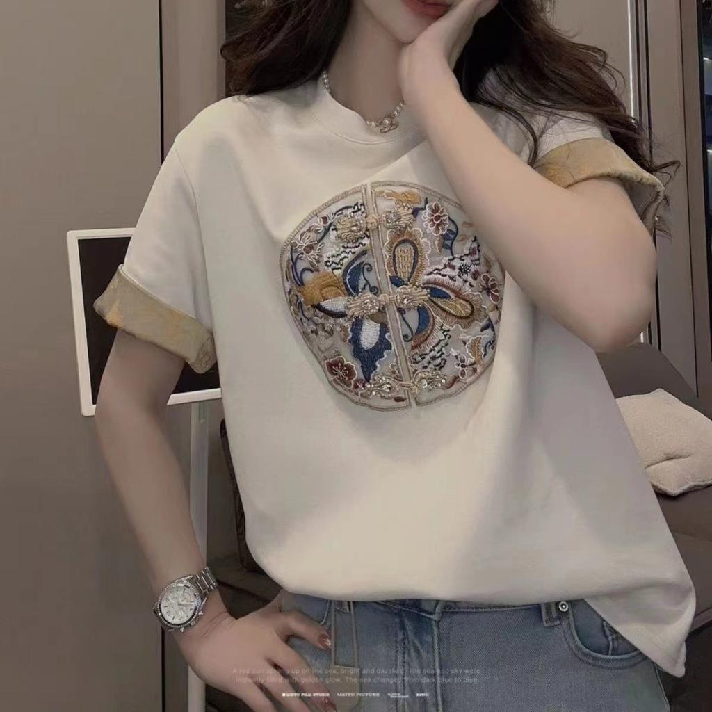 New Chinese Style Chinese Style T-shirt Contrasting Versatile Top