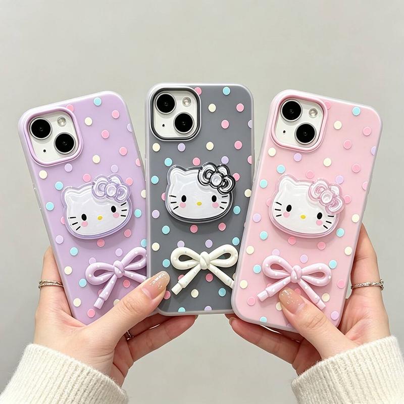 3D DIY Hello Kitty Bow Case For Samsung A57 A56 A17 A07 A53 A14 A15 A55 A32 A53 A35 A26 A12 A03 A52 A13 5G 2 in 1 Phone Casing