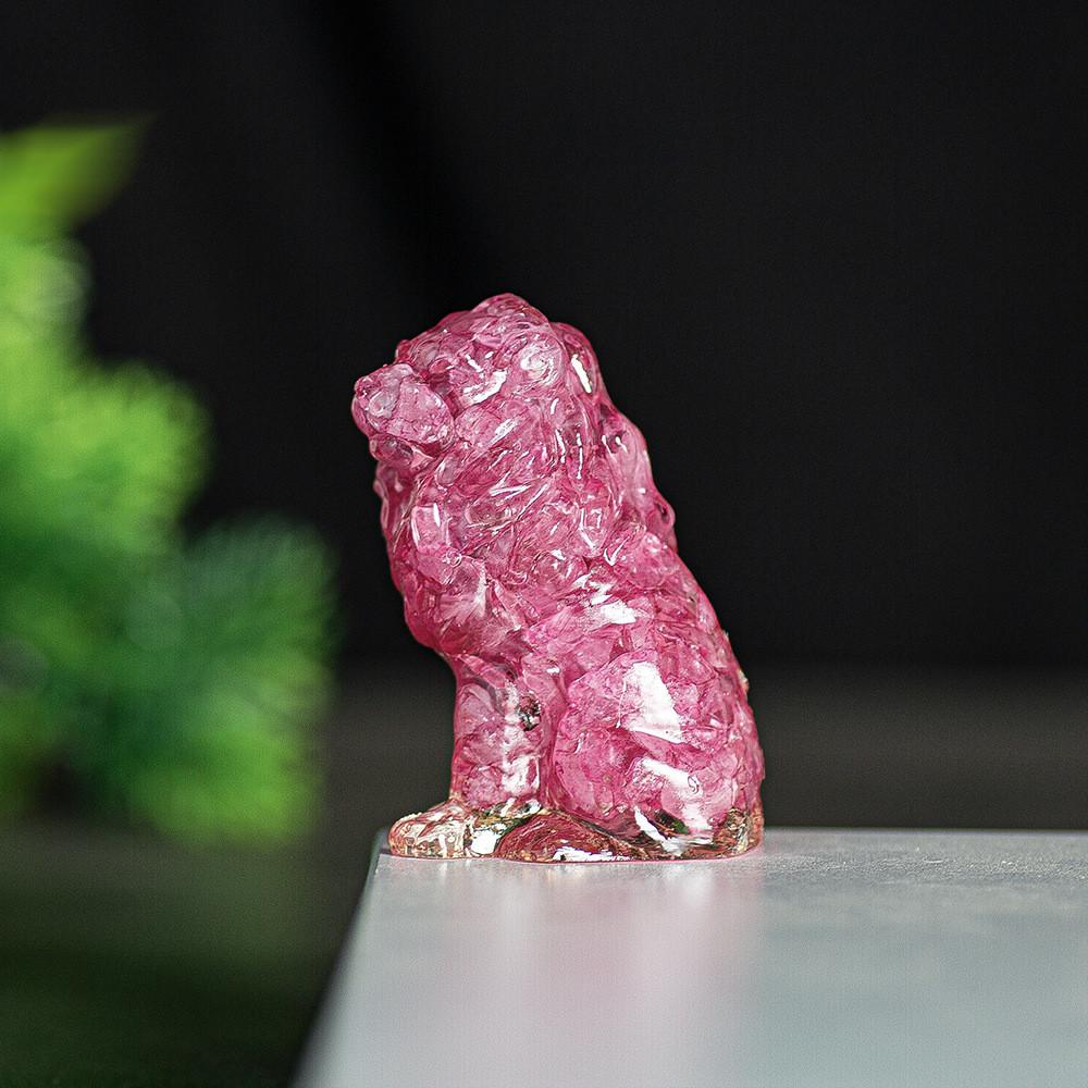 Löwenfigur aus Kunstharz und Kristall für die Dekoration von Zuhause oder Büro, gefertigt aus natürlichem Wasserkristall