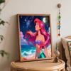 Disney The Little Mermaid Oil Paint Hand Painting Kit Decoration Classic Style Home Decor Starry Night Beach Ocean Wall Art Painting