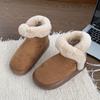 Fashion short snow boots fluffy cotton shoes 2025 winter new muffin thick-soled piled comfortable warm bread shoes