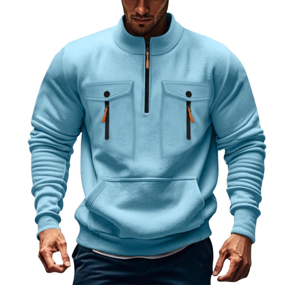 Autumn and Winter Men's Hoodie Zipper Hooded Sweatshirt Sports Casual Cardigan Jacket with Multiple Pockets Hooded