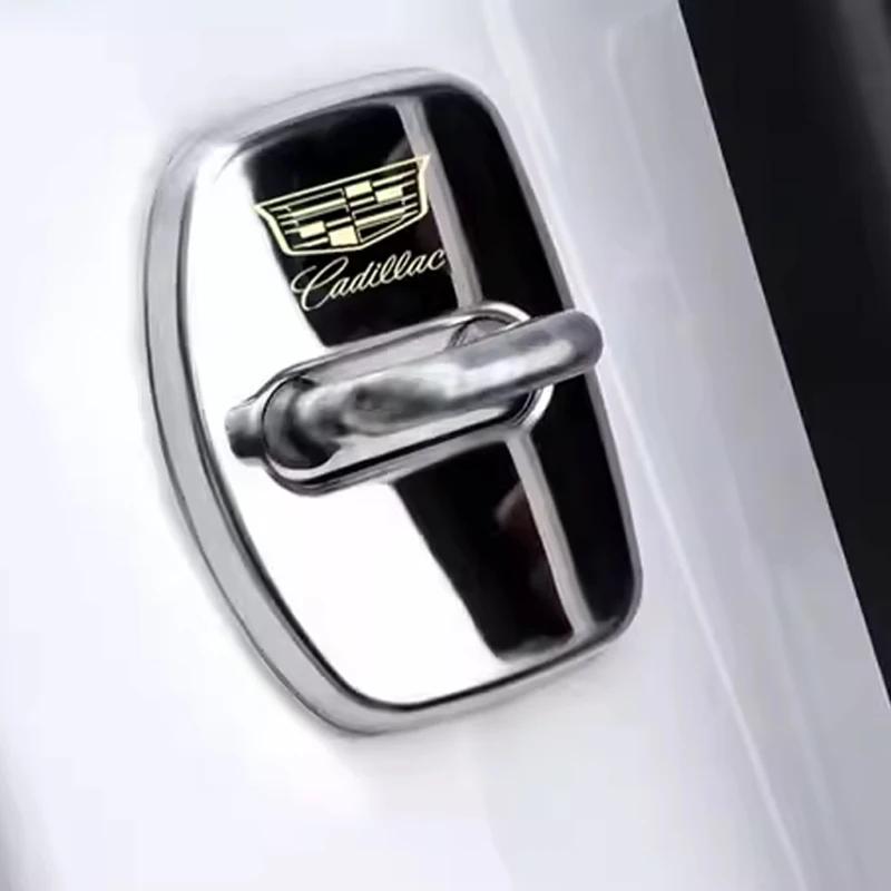4Pcs Car Logo Door Lock Protector Stickers for Cadillac CTS CT4 CT5 CT6 XT4 XT5 XT6 Anti-Rust Cover Accessories svagd99
