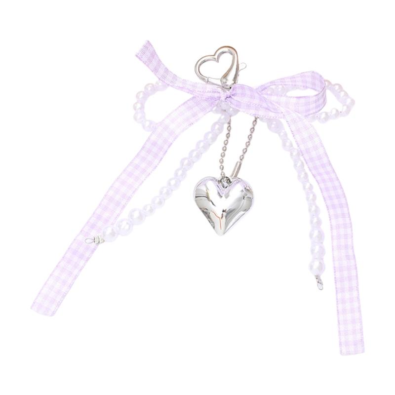 

Fashion Bows Keychain Essential Charm Fashion Heart Pendant Bag Accessory Trendy Purse Decoration Hanging Ornament фиолетовый