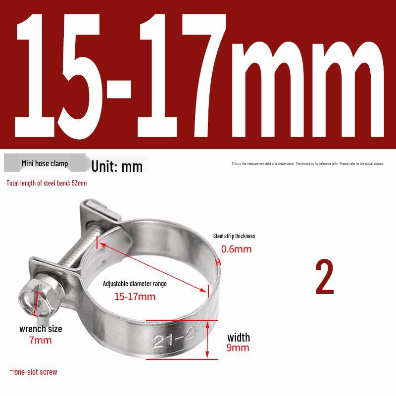 304 Stainless Steel Mini Hose Clamp for Water Pipes, Screw-Tightened Band Clip