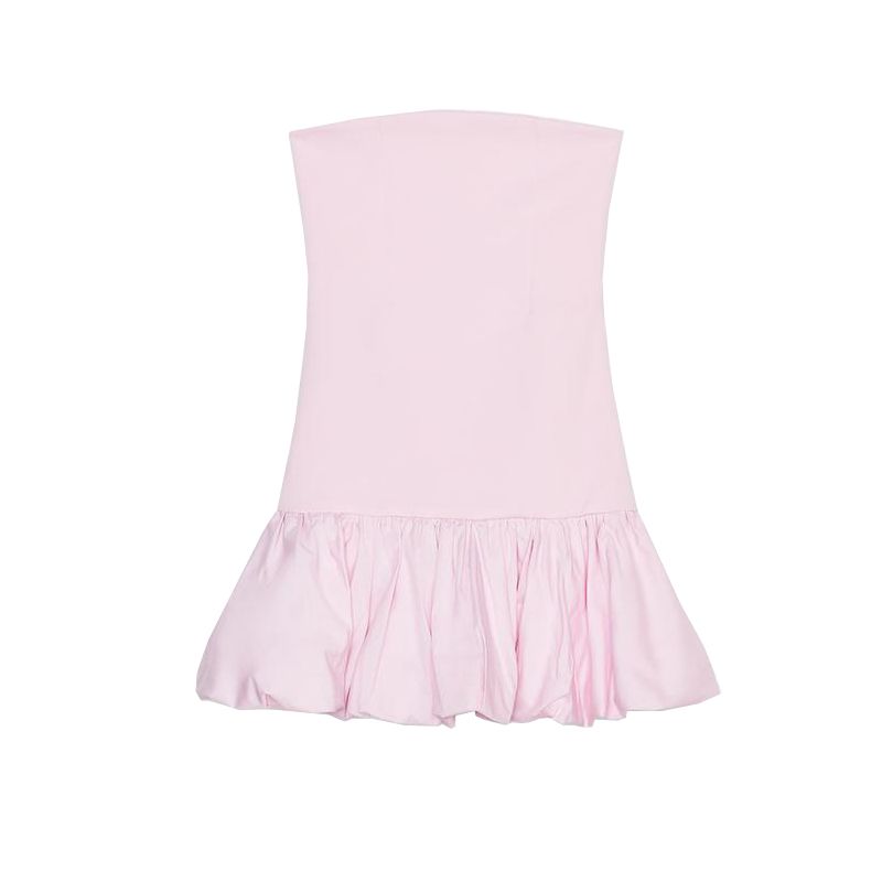 

Spring and Summer New Women s Clothing Birthday Party Balloon Version Bandeau One-Shoulder Straight Collar Dress 3641362 Pink L