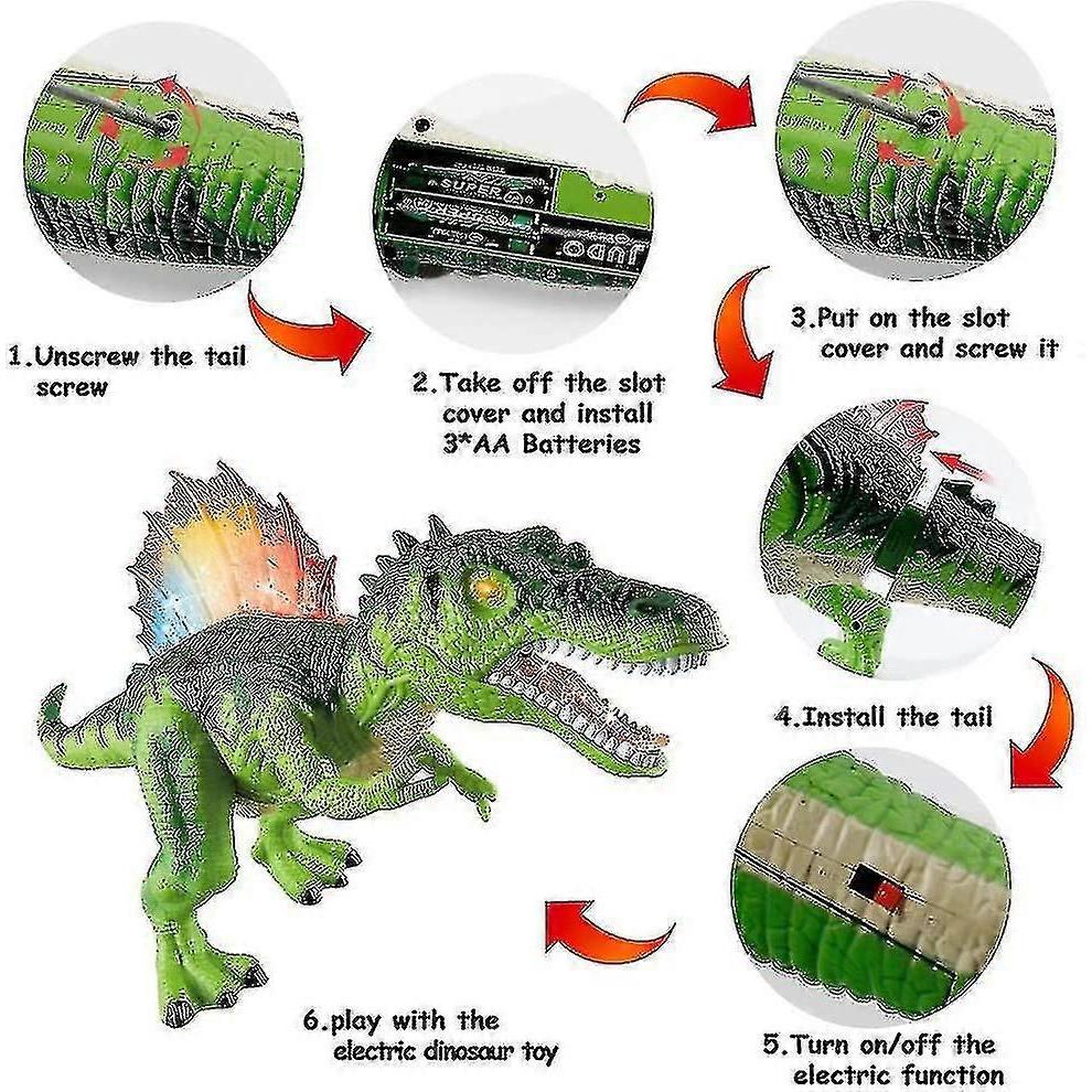 Dinosaur Toy Remote Control Dinosaur Light Up - Rc Dinosaur Electric Toy With Led Light Up Eyes, Walk And Roar, Realistic Robot Gift For Boys Girls Ki