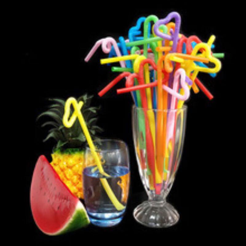 ZISIZ Colorful Disposable Bendable Plastic Straws