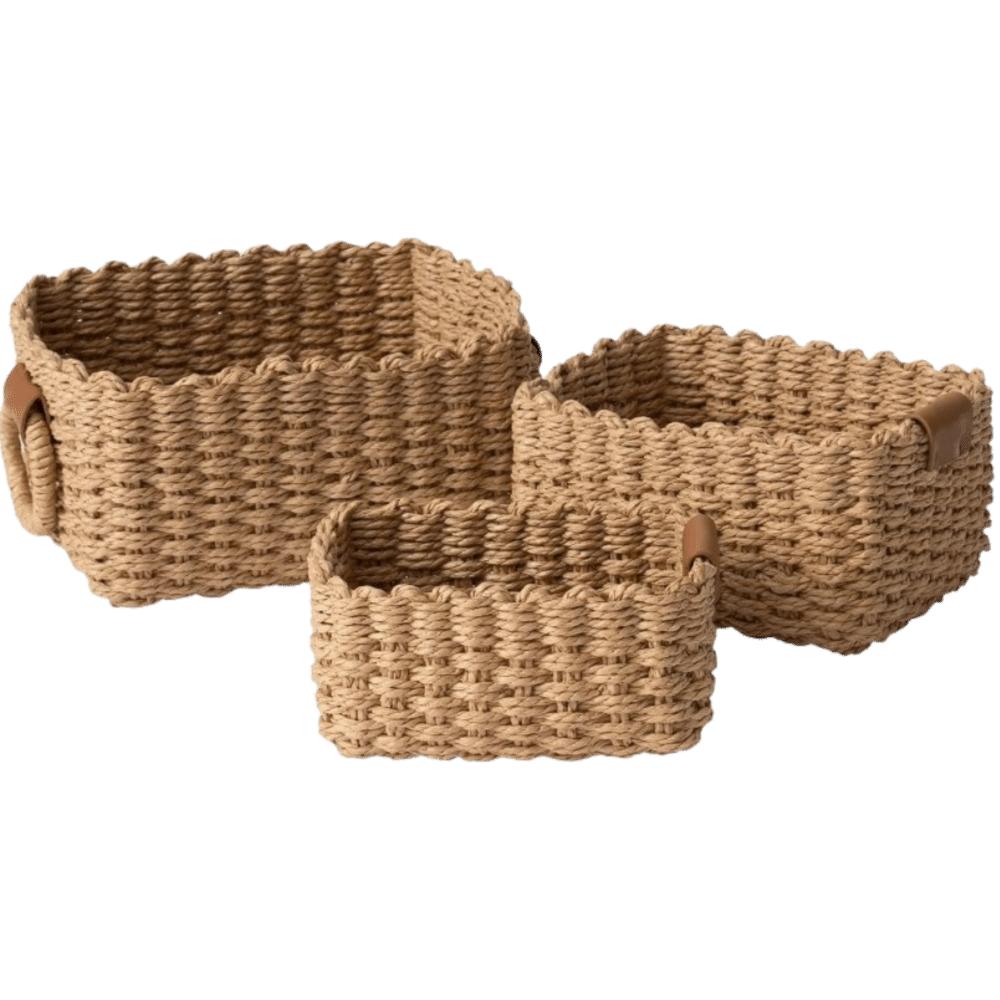 Cute Woven Cosmetics Storage Basket Handmade Multi-functional Snacks Storage Containers Simple Decorative Storage Bins Office