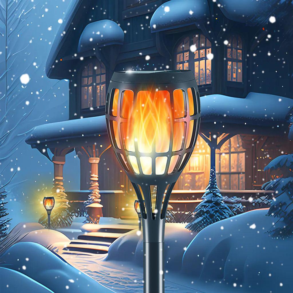 "Solar Flame Lawn Light: 12 LED Outdoor Garden Pathway Decoration"