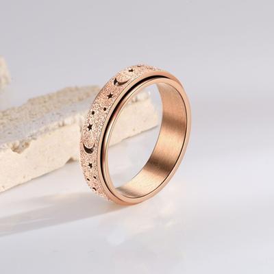 Ženy Muži Prsten Moon Star Fidget Spinner Prsten Antistresové páry z nerezové oceli Rotující prsten Šperky Dárek