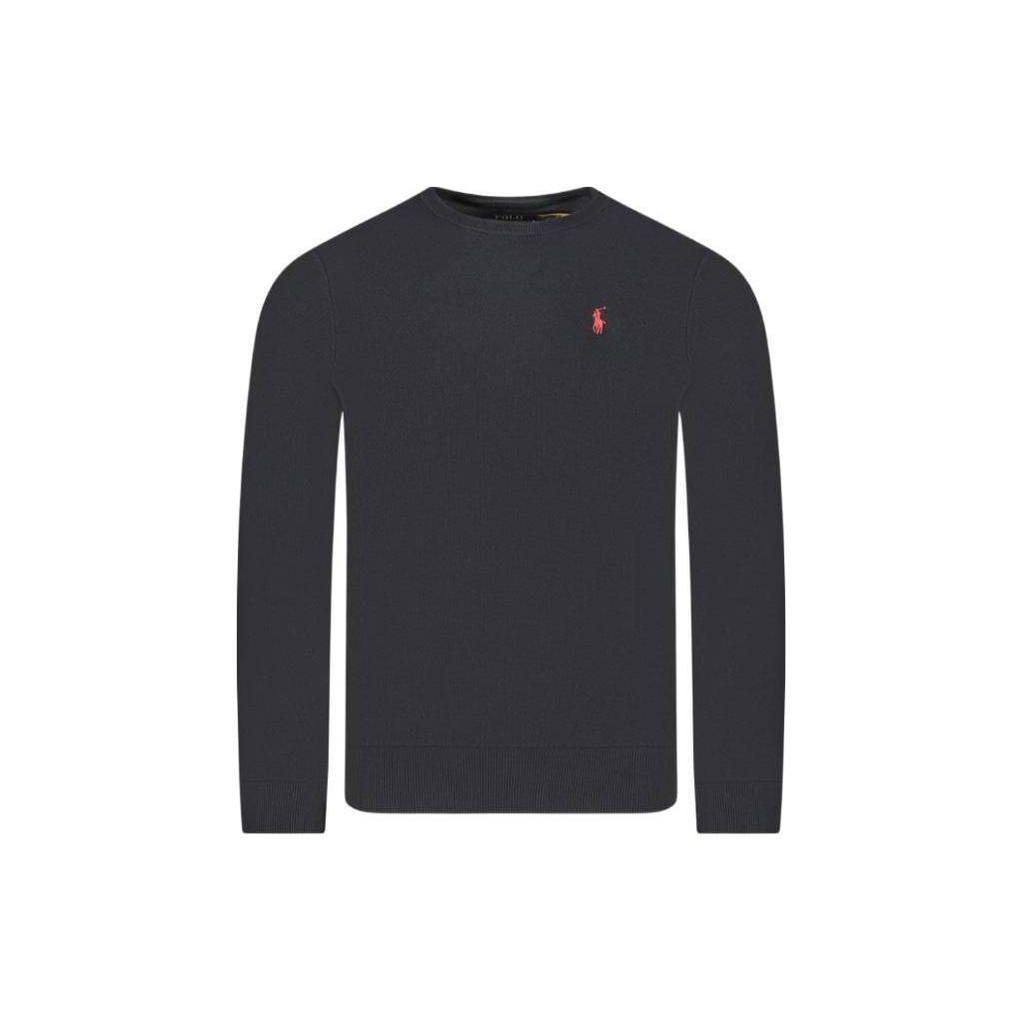 Polo Ralph Lauren Solid Color Crew Neck Long Sleeve Pullover Cotton Sweatshirt With Front Print Design Men sweatshirt Black 710918163-003