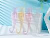 4pcs crystal plastic wide toothed comb hook handle toreduce hair loss hair salon dyeing styling brush Special for real hair wigs