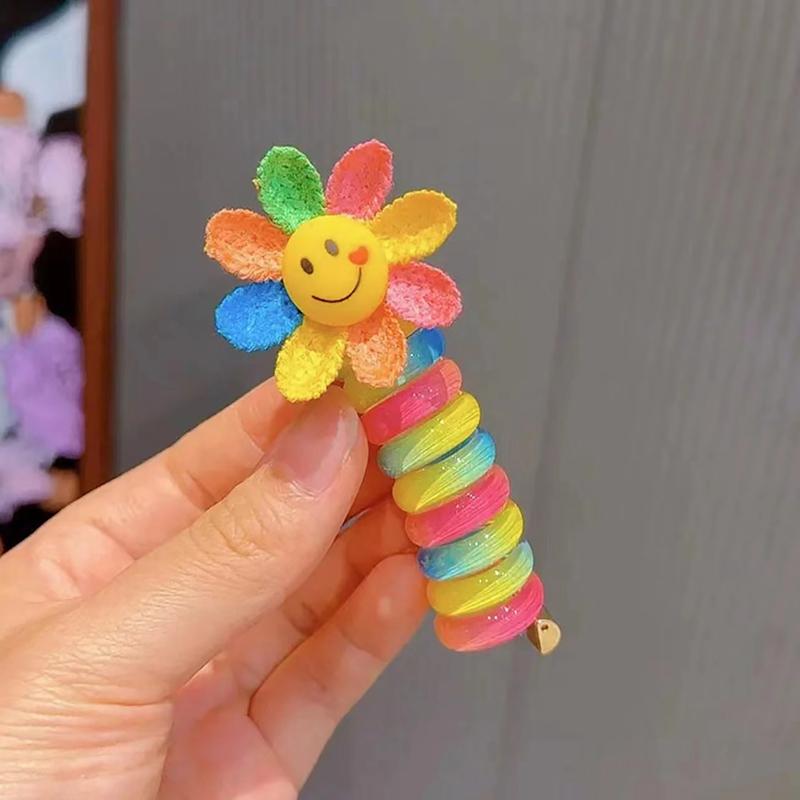 Colorful Curly Telephone Wire Hair Tie For Children Cute Cartoon Hair Band Hair Accessories High Elastic Hair Scrunchies