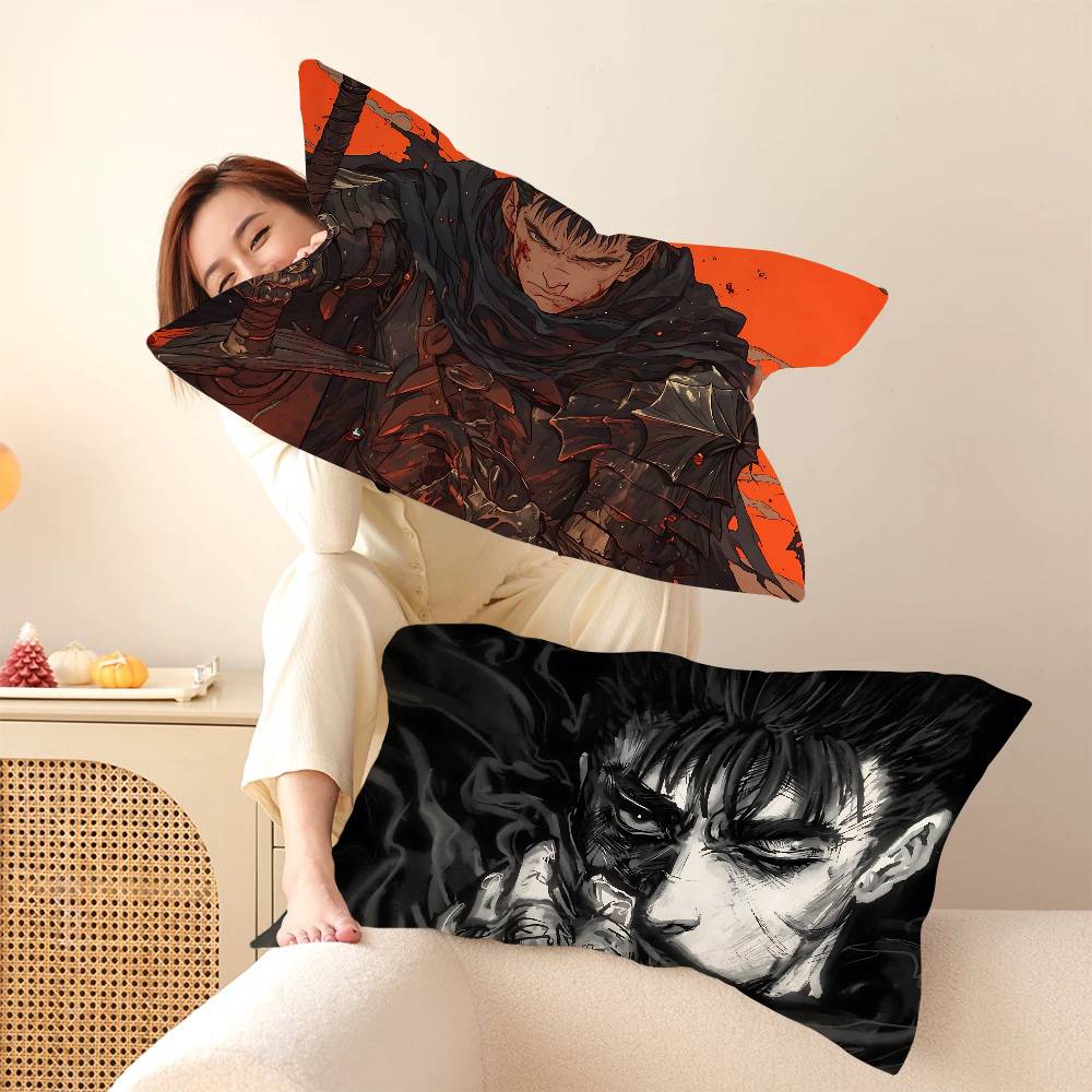 Classic Dark Anime B-Berserk Pillow Towel Made Of Polyester Non-slip Cartoon Style Breathable Washable Pillowcase For Home Use