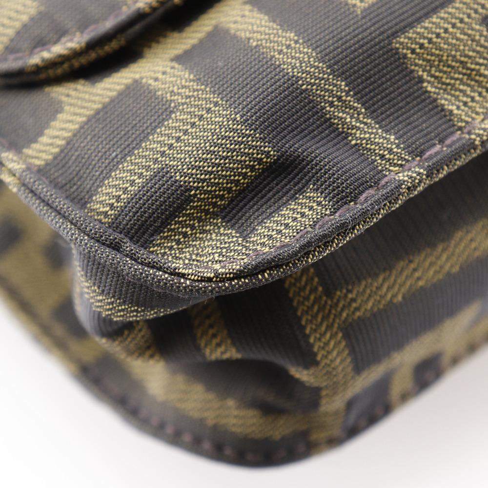 FENDI Zucca Shoulder Bag Brown Nylon canvas unisex Used