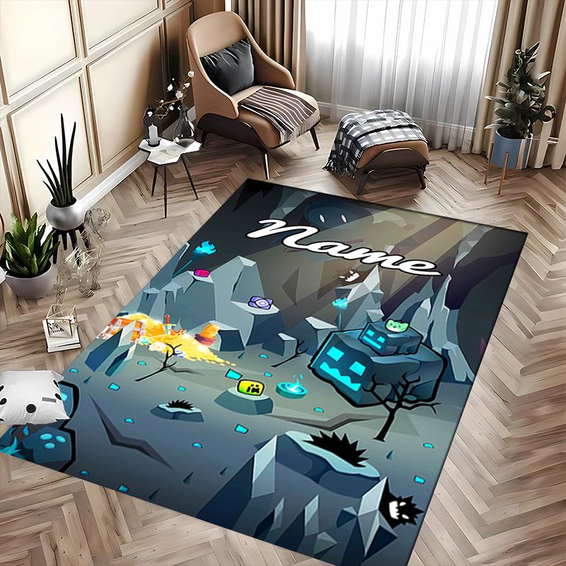 Custom personalization Geometry Dash Area Rug - Perfect For Kitchen, Bathroom,Laundry Room Decor Large Size Available,Gift All Seasons