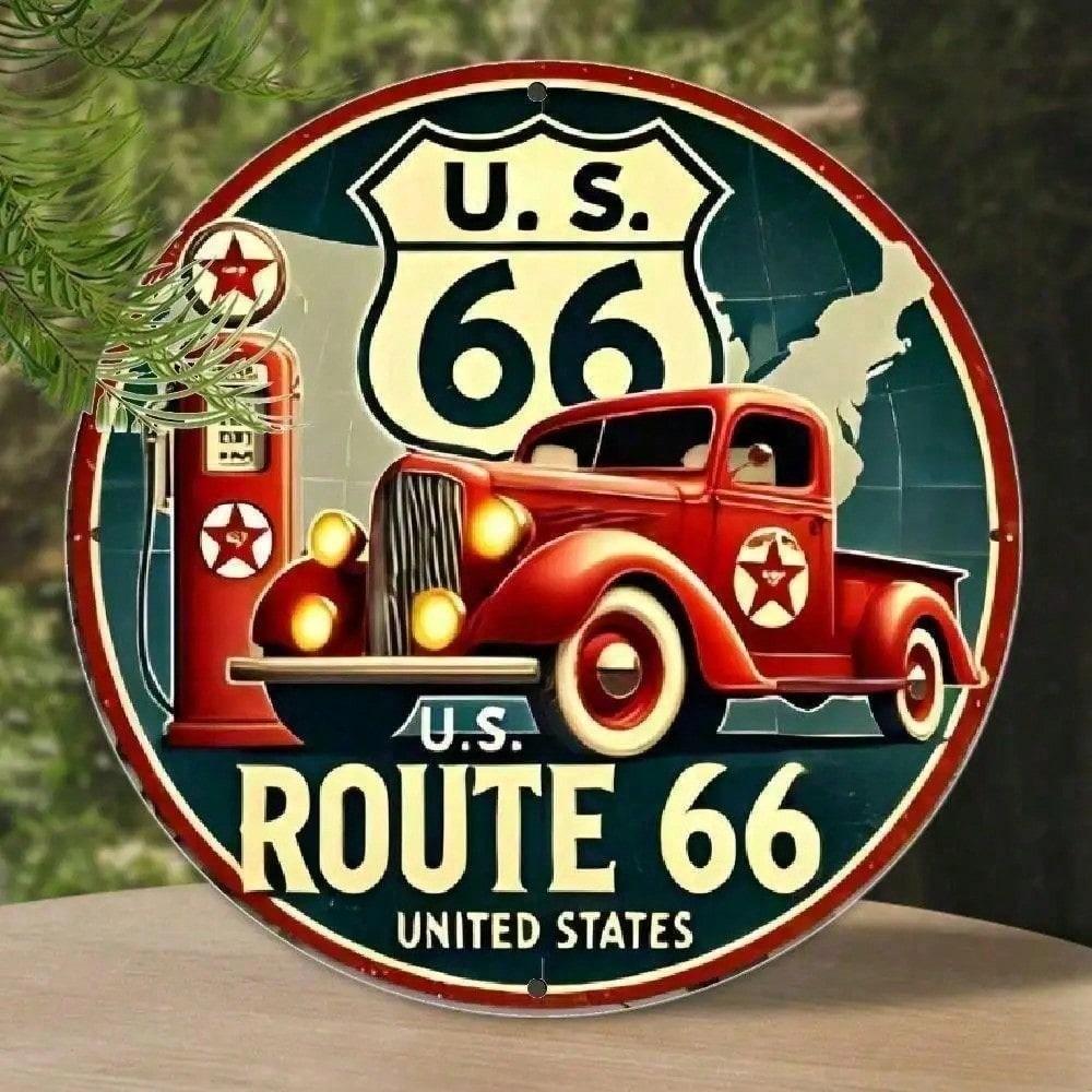 

Vintage Route 66 Tin Metal Sign 8x8 Inch Americana Wall Decor Retro Man Cave Garage Art разноцветный