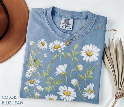 Daisy Flower Shirt Comfort Colors, Wildflowers Shirt, Cottagecore Floral Tee, Botanical Shirt, Nature Aesthetic Tee, April Birth Flower Gift